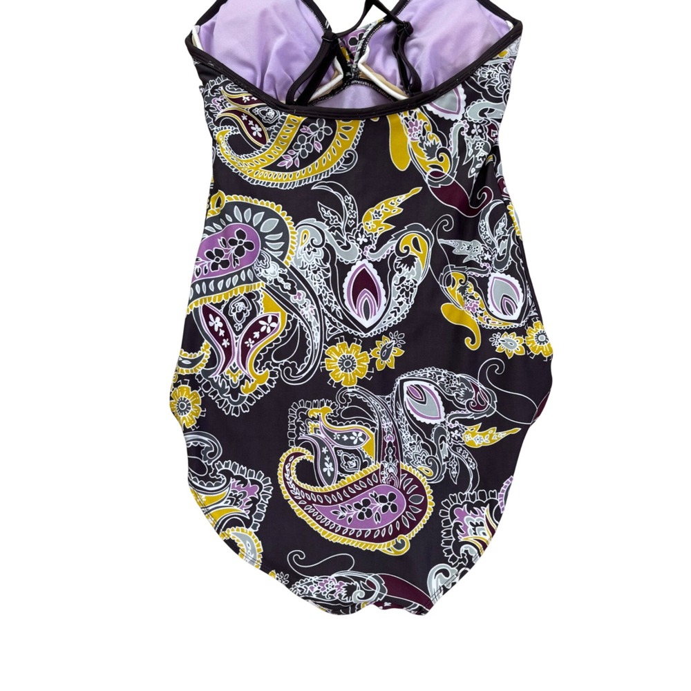Athleta Womens Swimsuit Sz 4T 40C 38D 36DD Underwire Gray Paisley One Piece - Picture 5 of 10